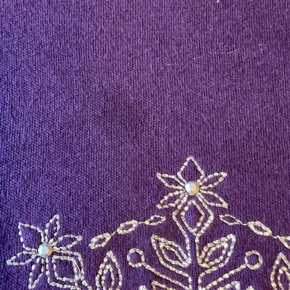 Croft & Barrow Dark Purple Long Sleeve Top with Silver Embroidery - Picture 9 of 9
